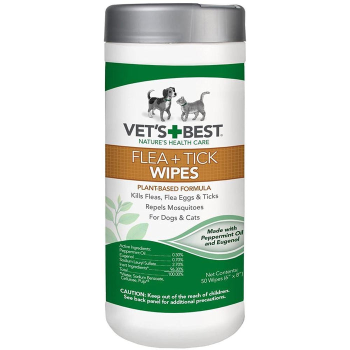 Vet'S Best Flea & Tick Wipes For Dogs And Cats, 50 Wipes