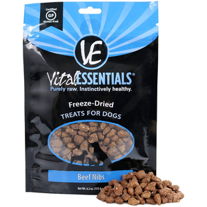 Vital Essentials Beef Nibs Freeze-Dried Raw Dog Treats, 6.2Oz - Pet Totality