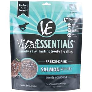 Vital Essentials Dog Freeze-Dried Mini Nibs Salmon 14Oz - Pet Totality