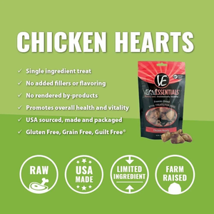 Vital Essentials Fd Vital Treats Chicken Hearts 1.9Oz - Pet Totality