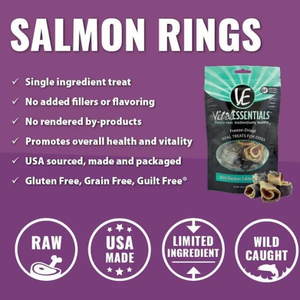 Vital Essentials Fd Vital Treats Wild Alaskan Salmon Rings 2Oz - Pet Totality