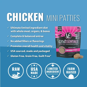 Vital Essentials Freeze-Dried Chicken Mini Patties 1Lbs - Pet Totality