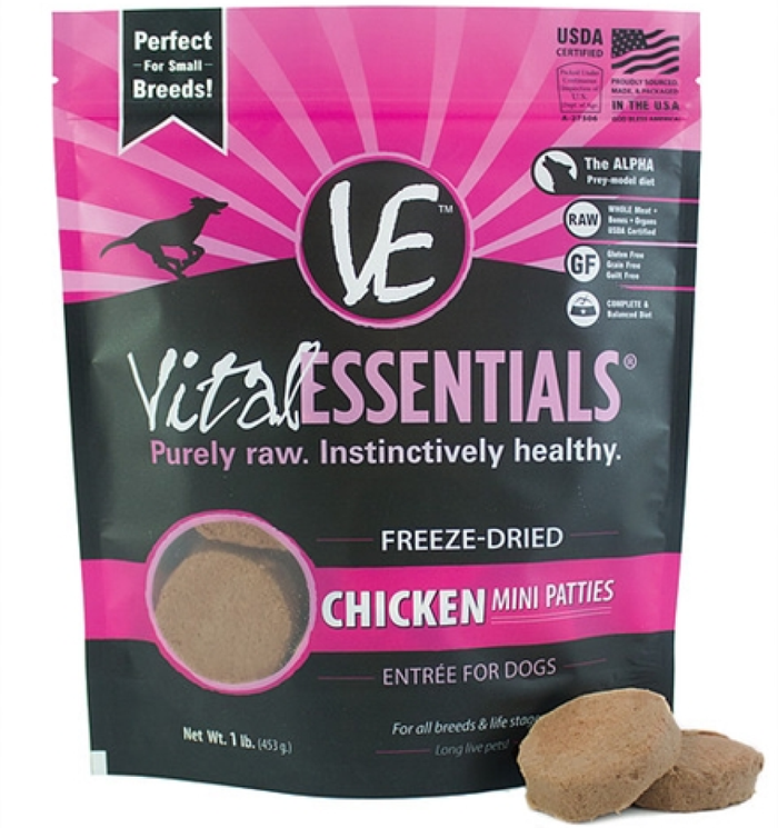 Vital Essentials Freeze-Dried Chicken Mini Patties 1Lbs