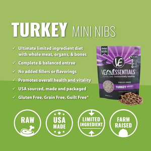 Vital Essentials Freeze-Dried Turkey Mini Nibs 1 Lbs - Pet Totality