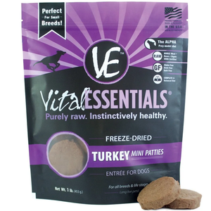 Vital Essentials Freeze-Dried Turkey Mini Patties 1Lbs - Pet Totality