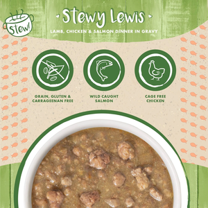 Weruva Cat Stew! Stewy Lewis Lamb, Chicken & Salmon 2.8Oz - Pet Totality