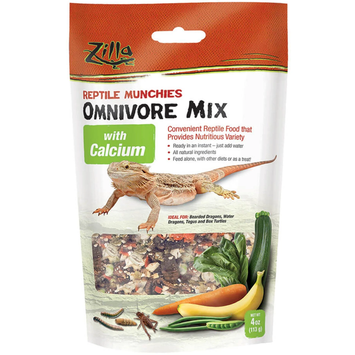 Zilla Reptile Munchies Omnivore Food Mix With Calcium 4Oz