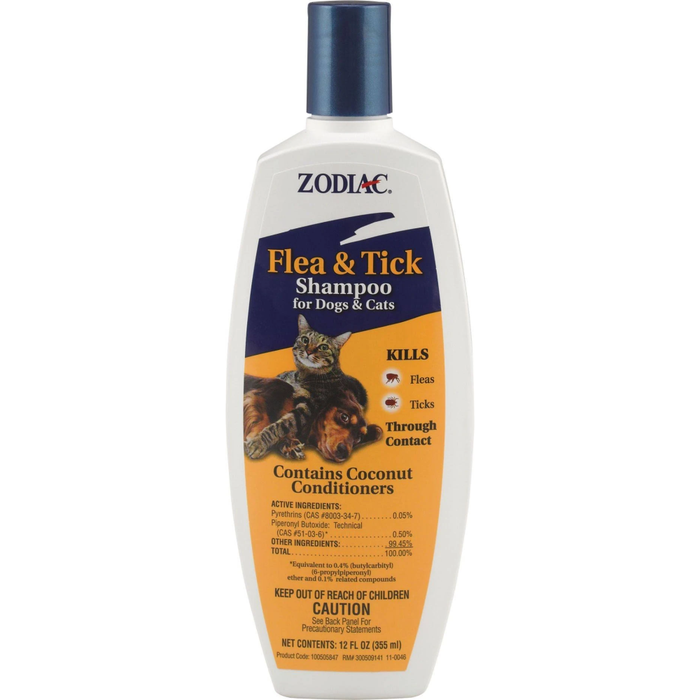 Zodiac Flea & Tick Shampoo For Dogs & Cats 12Oz Bottle
