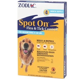 Zodiac Spot On Flea & Tick Control For Dogs 31-60Lb 4Pk - Pet Totality