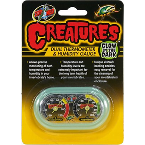 Zoo Med Creatures Dual Thermometer & Humidity Gauge Glow In The Dark - Pet Totality
