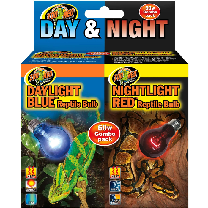 Zoo Med Day & Night Reptile Bulbs Combo Pack 60W