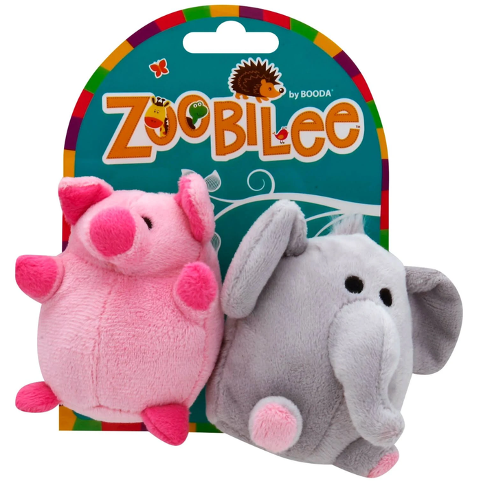 Zoobilee Elephant And Pig Dog Toy Mini 2Pk