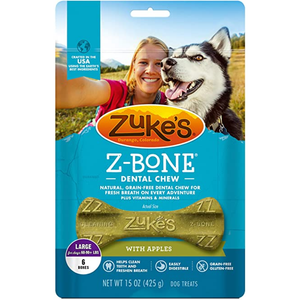 Zukes Dog Z-Bone Large Apple 6 Count Pouch - Pet Totality